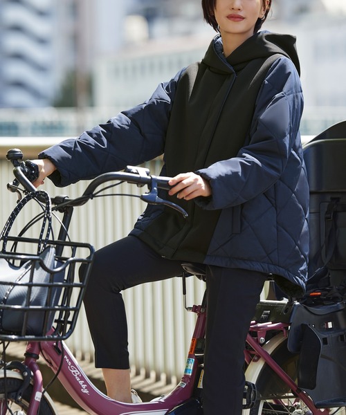 セール】ダンボールニット×ライトサーモキルティングジャケット