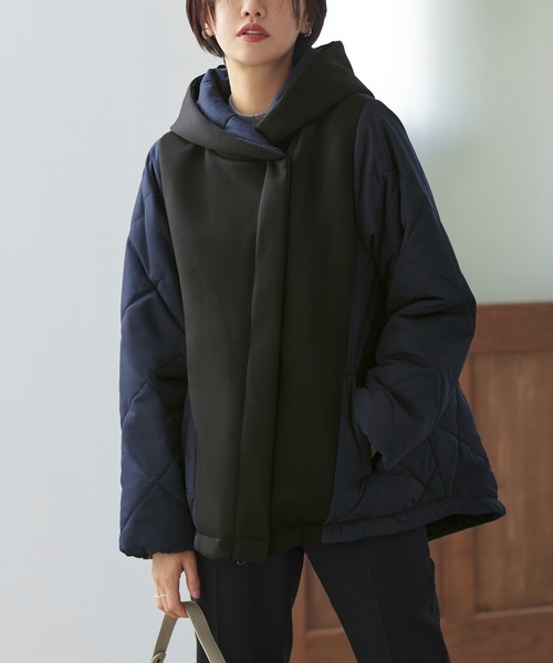 セール】ダンボールニット×ライトサーモキルティングジャケット