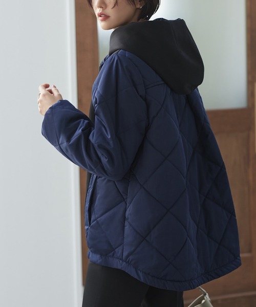 セール】ダンボールニット×ライトサーモキルティングジャケット