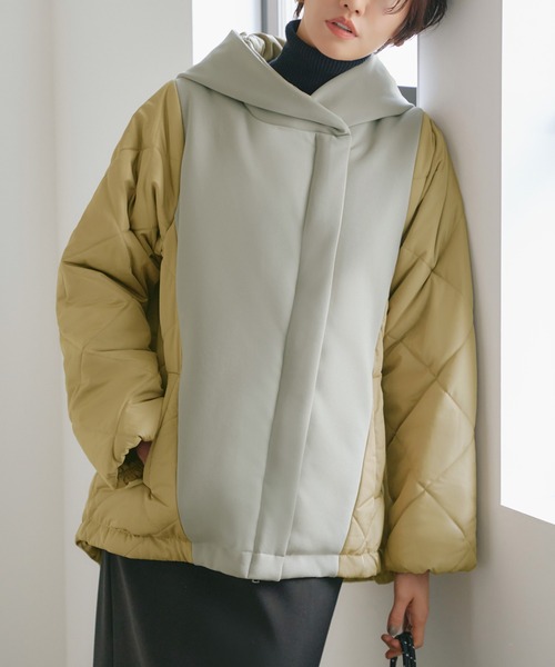 セール】ダンボールニット×ライトサーモキルティングジャケット