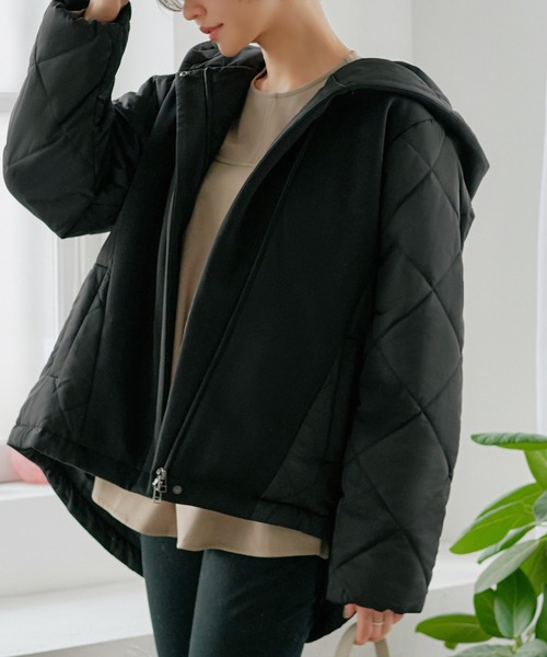 セール】ダンボールニット×ライトサーモキルティングジャケット