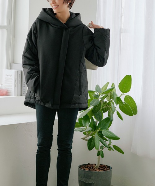 セール】ダンボールニット×ライトサーモキルティングジャケット