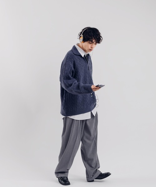 MUHET（ミュエータ）の「スキッパーポロニット（ニット/セーター・レディース・ネイビー/イエロー/チャコールグレー・MEDIUM/X-LARGE）」の5枚目の写真