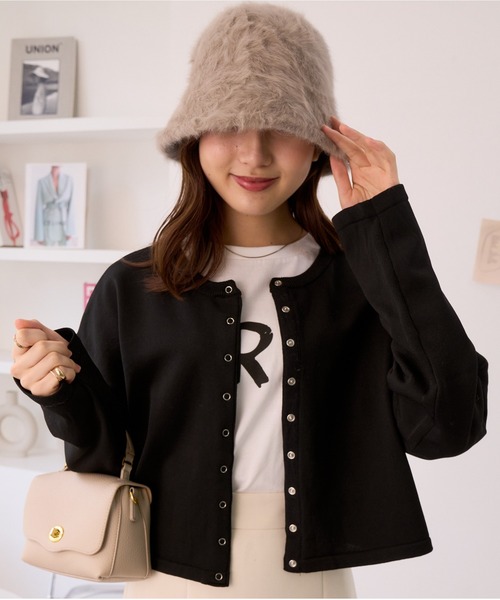Ada.(エイダ)の「前後 2WAY リングスナップ カーディガン(カーディガン/ボレロ・レディース・ブラック/ベージュ/レッド/ブラック系・FREE)」の7枚目の写真