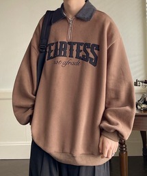 カレッジロゴ ハーフジップ ポロネック ビッグシルエットスウェット