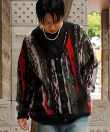 モヘアタッチ 総柄 ビッグカーディガン / Mohair Touch All-Pattern Big Cardigan / ニット カーディガン ユニセックス