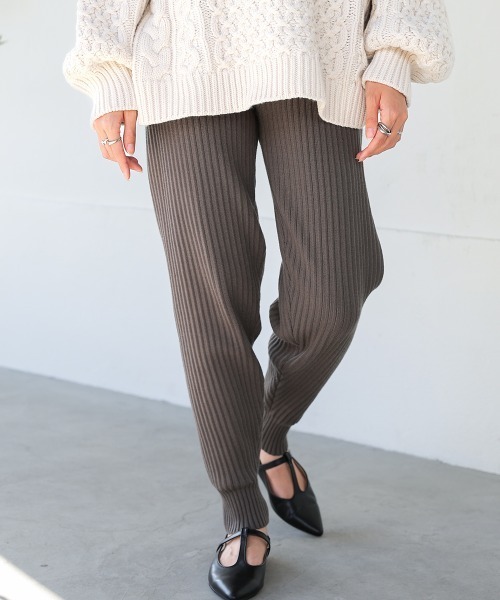 Bab（バブ）の「リブニットジョガーパンツ（その他パンツ・レディース・ブラック/チャコールグレー/ブラウン/アイボリー・S/M）」の3枚目の写真