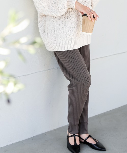 Bab（バブ）の「リブニットジョガーパンツ（その他パンツ・レディース・ブラック/チャコールグレー/ブラウン/アイボリー・S/M）」の15枚目の写真