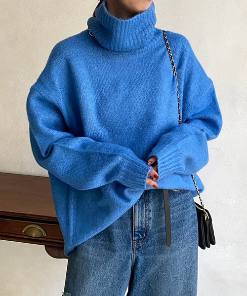 DouDou（ドゥドゥ）の「【WEB限定】 ハイネックワイドプルオーバー（ニット/セーター・レディース・レッド/キャメル/アイボリー/ブラック/ブルー・FREE）」の3枚目の写真