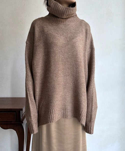 DouDou（ドゥドゥ）の「【WEB限定】 ハイネックワイドプルオーバー（ニット/セーター・レディース・レッド/キャメル/アイボリー/ブラック/ブルー・FREE）」の6枚目の写真