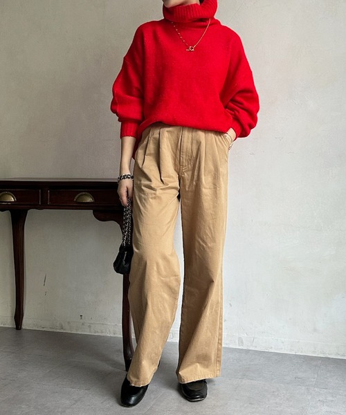 DouDou（ドゥドゥ）の「【WEB限定】 ハイネックワイドプルオーバー（ニット/セーター・レディース・レッド/キャメル/アイボリー/ブラック/ブルー・FREE）」の15枚目の写真