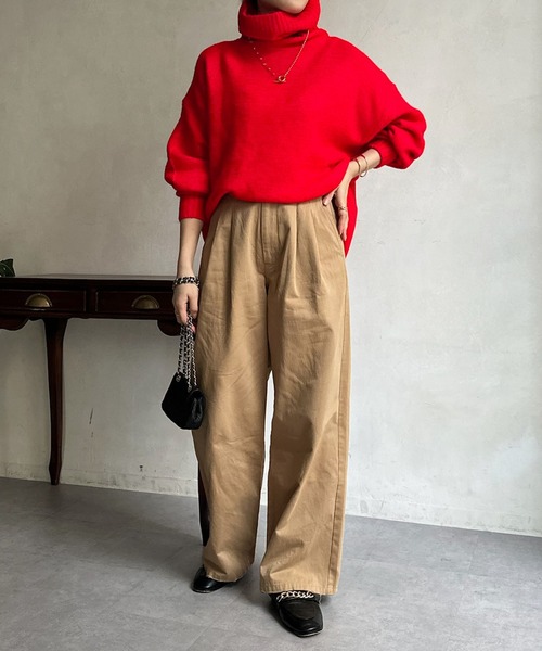 DouDou（ドゥドゥ）の「【WEB限定】 ハイネックワイドプルオーバー（ニット/セーター・レディース・レッド/キャメル/アイボリー/ブラック/ブルー・FREE）」の16枚目の写真