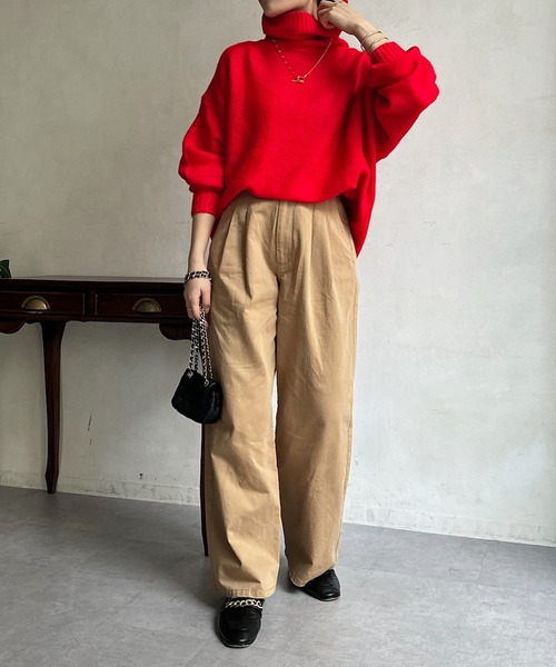 DouDou（ドゥドゥ）の「【WEB限定】 ハイネックワイドプルオーバー（ニット/セーター・レディース・レッド/キャメル/アイボリー/ブラック/ブルー・FREE）」の17枚目の写真