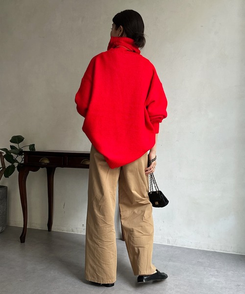 DouDou（ドゥドゥ）の「【WEB限定】 ハイネックワイドプルオーバー（ニット/セーター・レディース・レッド/キャメル/アイボリー/ブラック/ブルー・FREE）」の18枚目の写真
