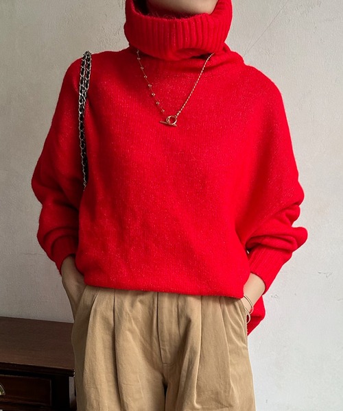 DouDou（ドゥドゥ）の「【WEB限定】 ハイネックワイドプルオーバー（ニット/セーター・レディース・レッド/キャメル/アイボリー/ブラック/ブルー・FREE）」の19枚目の写真