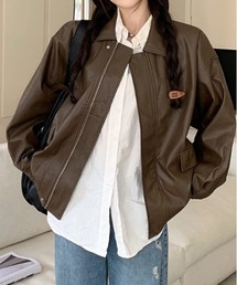 COMON＋（コモンプラス）の「合成皮革素材 シングル BIG ブルゾン ジャケット（ブルゾン）」