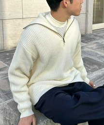 CIAOPANIC TYPY | 【ユニセックス】ハーフジップ畔編みニットプルオーバー(ニット/セーター)
