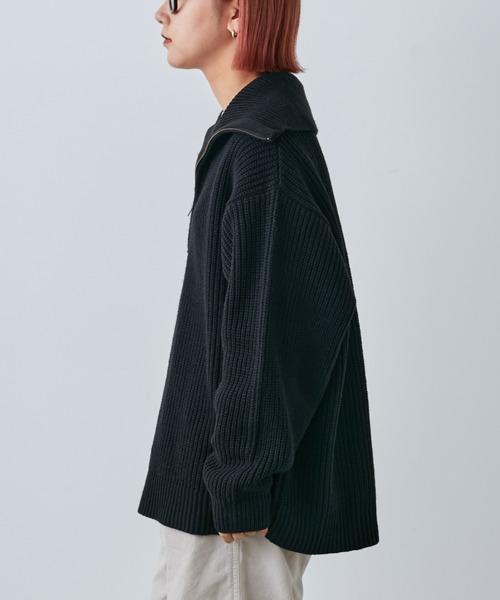 CIAOPANIC TYPY(チャオパニックティピー)の「【ユニセックス】ハーフジップ畔編みニットプルオーバー(ニット/セーター・メンズ・ブラック/ブラウン/オフホワイト・MEDIUM/LARGE)」の14枚目の写真