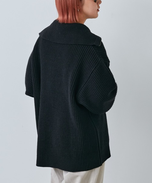 CIAOPANIC TYPY(チャオパニックティピー)の「【ユニセックス】ハーフジップ畔編みニットプルオーバー(ニット/セーター・メンズ・ブラック/ブラウン/オフホワイト・MEDIUM/LARGE)」の15枚目の写真