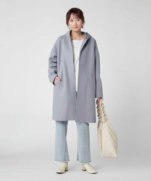 HONEYSUCKLE ROSE（ハニーサックルローズ）の「【HONEYSUCKLE ROSE】裏リブフードコート（その他アウター・レディース・グレー/ブルー・M/L）」の9枚目の写真