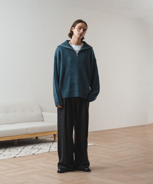 エイプ ハーフジップ モヘアニット ハーフジップアップボーダーニット(39-0290)