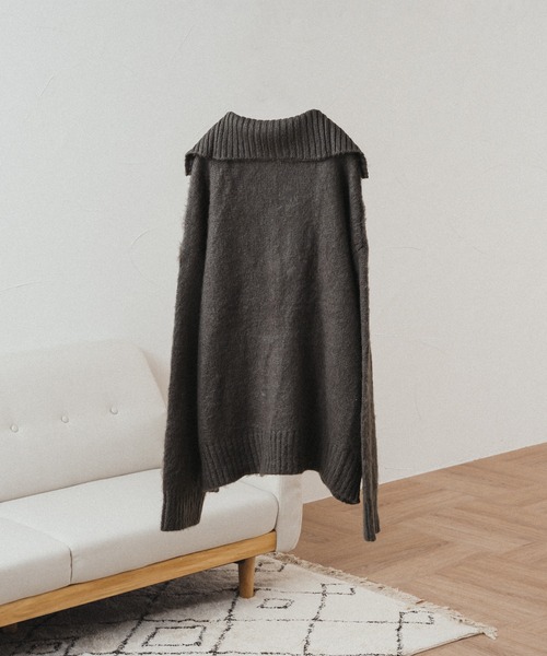 セール】MOHAIR LIKE HALF ZIP KNIT/モヘアライクハーフジップニット