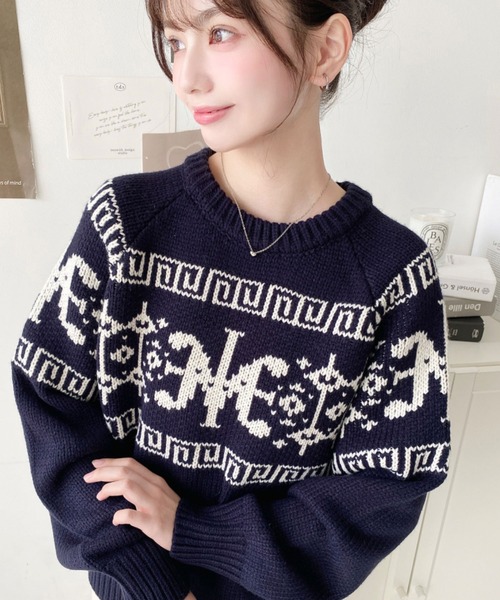 セール】ロゴチャイナ柄Wジャガードニットプルオーバー（ニット
