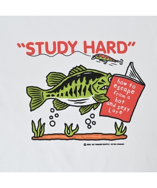 NOTHINKER(ノーシンカー)の「STUDY HARD long T-shirt(Tシャツ/カットソー・メンズ・ホワイト/ブラック・LARGE/MEDIUM/X-LARGE)」の4枚目の写真