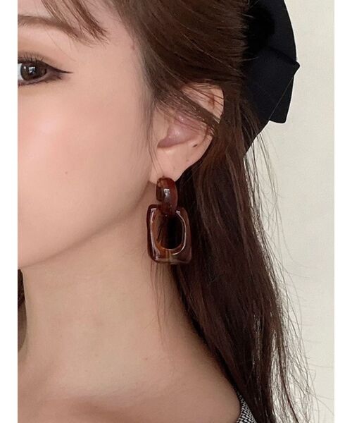 RESEXXY（リゼクシー）の「マーブルパンプピアス（ピアス（両耳用）・レディース・ブラウン/ベージュ・FREE）」の2枚目の写真