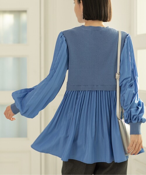OPAQUE.CLIP（オペークドットクリップ）の「◆プリーツドッキングチュニックニット【洗濯機洗い可】（ニット/セーター・レディース・ホワイト/ブラック/ライトブルー・38/40/42）」の17枚目の写真
