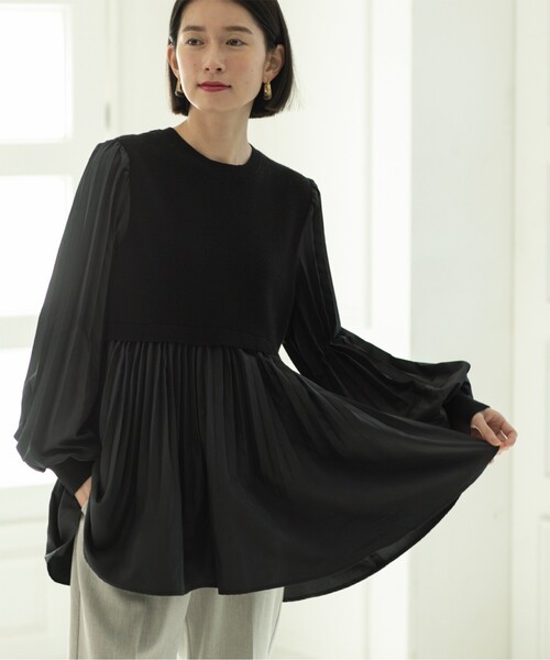 OPAQUE.CLIP（オペークドットクリップ）の「◆プリーツドッキングチュニックニット【洗濯機洗い可】（ニット/セーター・レディース・ホワイト/ブラック/ライトブルー・38/40/42）」の22枚目の写真