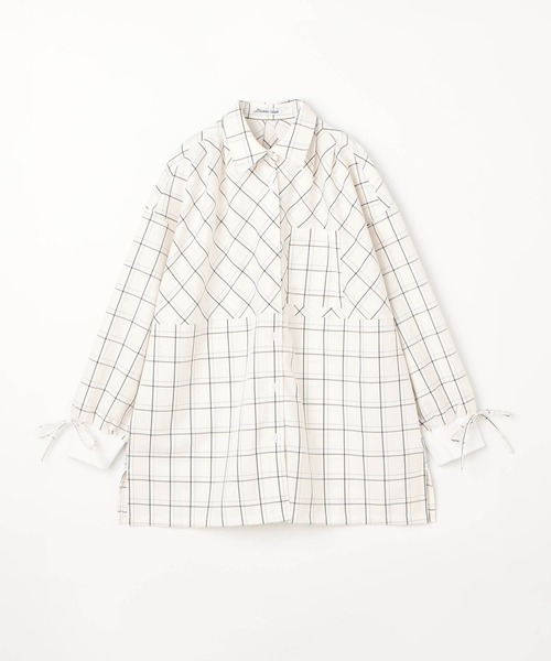 NICOLE CLUB（ニコル　クラブ）の「袖リブチェックオーバーシャツ（シャツ/ブラウス・レディース・チャコールグレー/ブラック/オフホワイト・MEDIUM）」の12枚目の写真