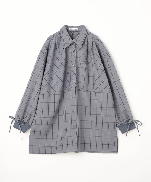 NICOLE CLUB（ニコル　クラブ）の「袖リブチェックオーバーシャツ（シャツ/ブラウス・レディース・チャコールグレー/ブラック/オフホワイト・MEDIUM）」の13枚目の写真