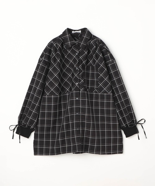 NICOLE CLUB（ニコル　クラブ）の「袖リブチェックオーバーシャツ（シャツ/ブラウス・レディース・チャコールグレー/ブラック/オフホワイト・MEDIUM）」の14枚目の写真