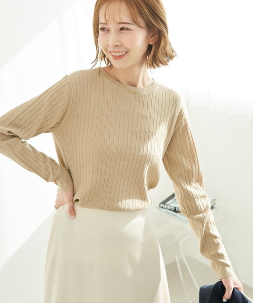 ROPE' PICNIC（ロペピクニック）の「ラメワイドリブニットプルオーバー（ニット/セーター・レディース・ライトグレー/チャコールグレー/ピンク/ベージュ・38）」の4枚目の写真