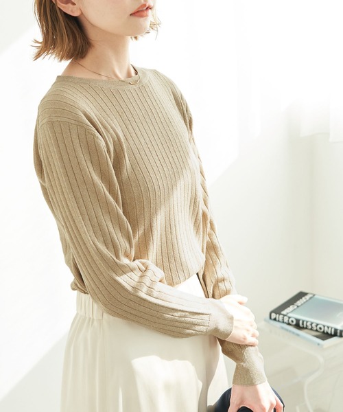 ROPE' PICNIC（ロペピクニック）の「ラメワイドリブニットプルオーバー（ニット/セーター・レディース・ライトグレー/チャコールグレー/ピンク/ベージュ・38）」の5枚目の写真