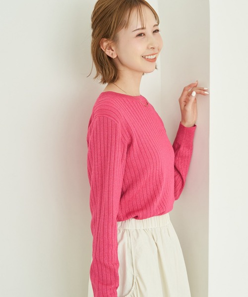 ROPE' PICNIC（ロペピクニック）の「ラメワイドリブニットプルオーバー（ニット/セーター・レディース・ライトグレー/チャコールグレー/ピンク/ベージュ・38）」の8枚目の写真