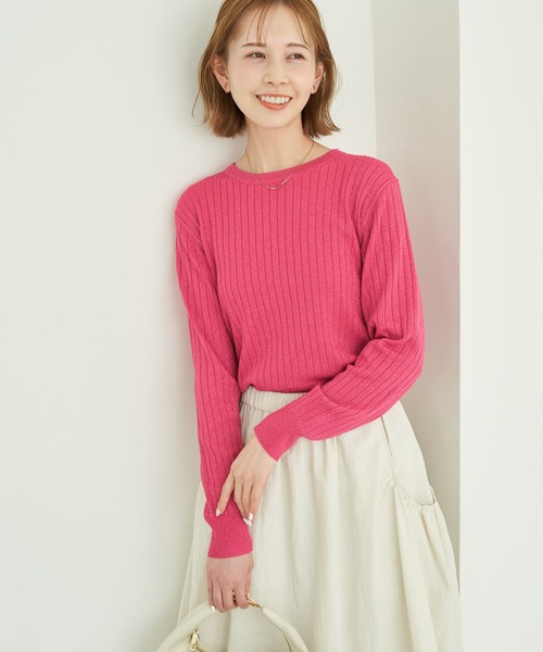 ROPE' PICNIC（ロペピクニック）の「ラメワイドリブニットプルオーバー（ニット/セーター・レディース・ライトグレー/チャコールグレー/ピンク/ベージュ・38）」の9枚目の写真