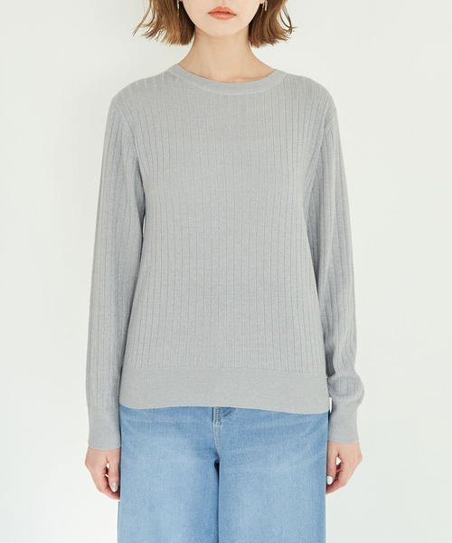 ROPE' PICNIC（ロペピクニック）の「ラメワイドリブニットプルオーバー（ニット/セーター・レディース・ライトグレー/チャコールグレー/ピンク/ベージュ・38）」の10枚目の写真