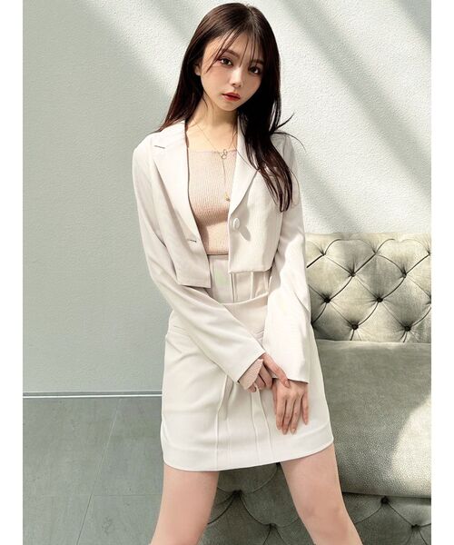 RESEXXY（リゼクシー）の「ナローラペルクロップドジャケット【セットアップ着用可能】（テーラードジャケット・レディース・アイボリー/チャコールグレー/ミント・FREE）」の9枚目の写真