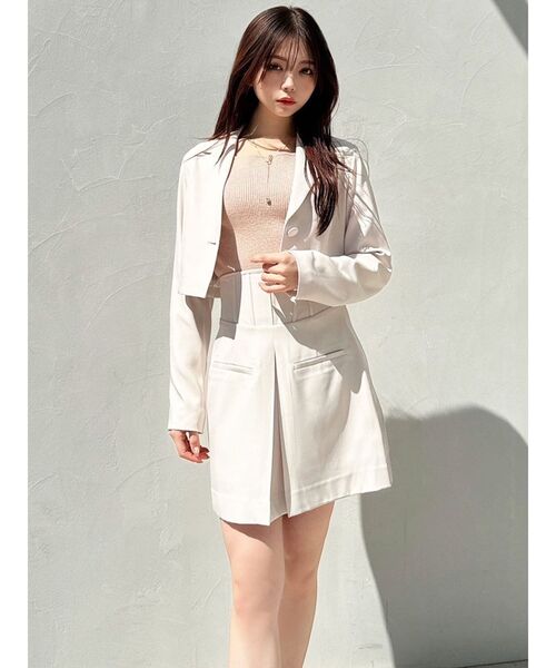 RESEXXY（リゼクシー）の「ナローラペルクロップドジャケット【セットアップ着用可能】（テーラードジャケット・レディース・アイボリー/チャコールグレー/ミント・FREE）」の10枚目の写真