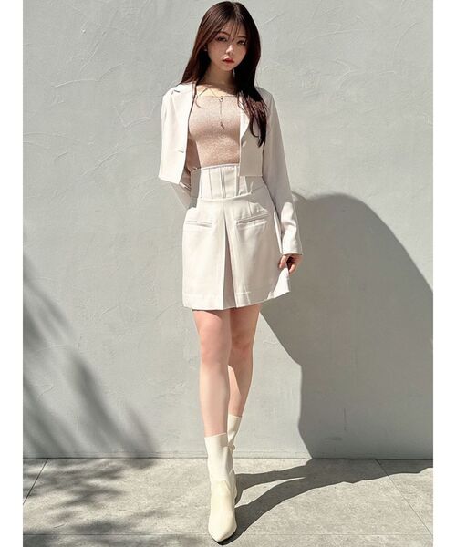 RESEXXY（リゼクシー）の「ナローラペルクロップドジャケット【セットアップ着用可能】（テーラードジャケット・レディース・アイボリー/チャコールグレー/ミント・FREE）」の11枚目の写真