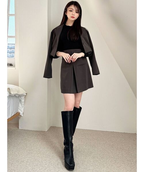 RESEXXY（リゼクシー）の「ナローラペルクロップドジャケット【セットアップ着用可能】（テーラードジャケット・レディース・アイボリー/チャコールグレー/ミント・FREE）」の21枚目の写真