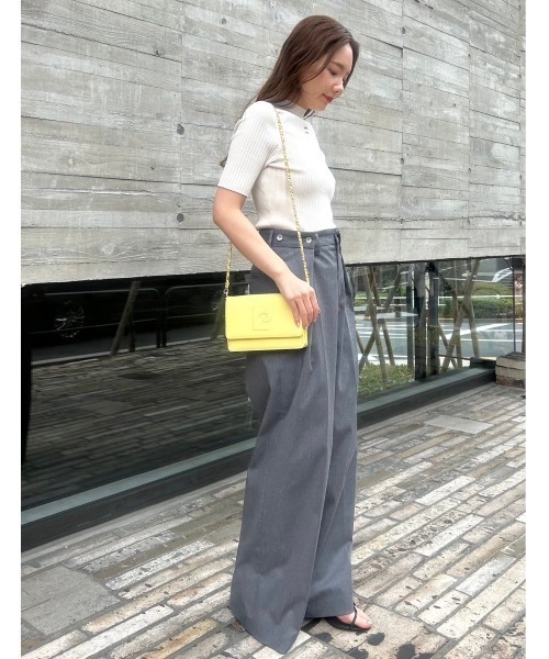 【pierre cardin】ロゴ刺繍リブニットプルオーバー