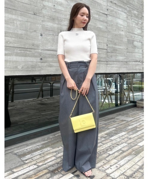 【pierre cardin】ロゴ刺繍リブニットプルオーバー