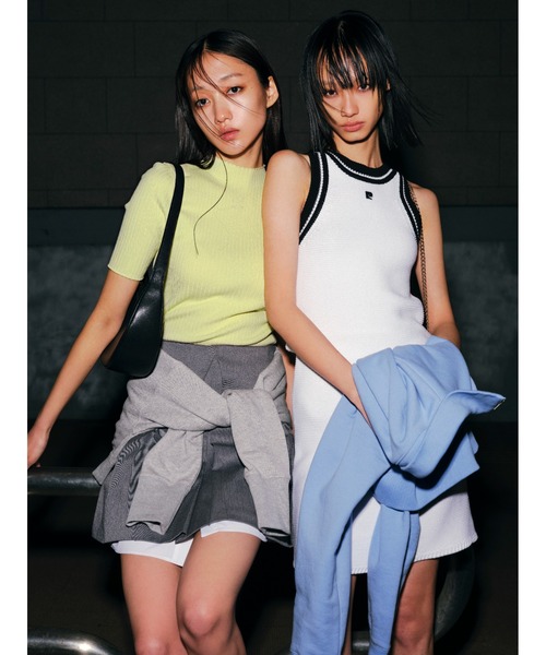 【pierre cardin】ロゴ刺繍リブニットプルオーバー