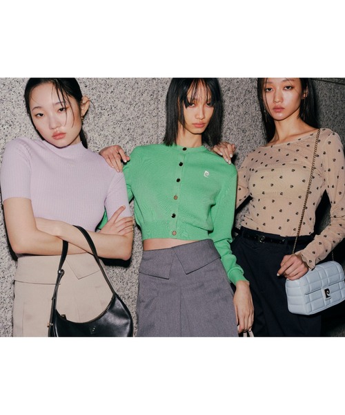 【pierre cardin】ロゴ刺繍リブニットプルオーバー