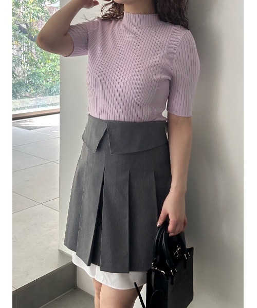 【pierre cardin】ロゴ刺繍リブニットプルオーバー