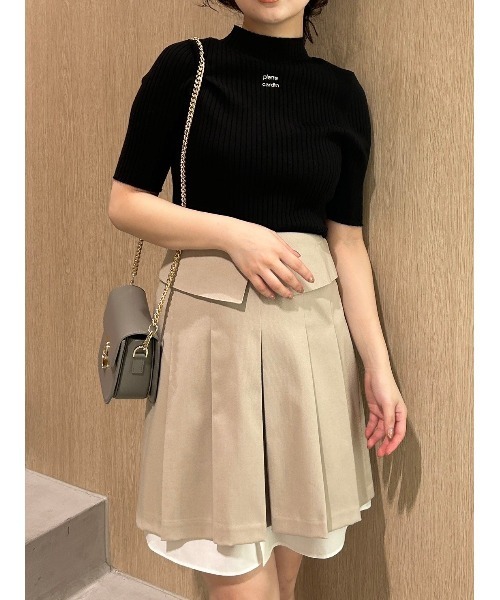 【pierre cardin】ロゴ刺繍リブニットプルオーバー