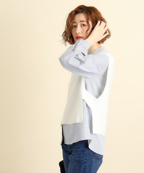 grove（グローブ）の「◆着回しの効く嬉しいセットアイテム ニットベスト×前開きシャツ（ベスト・レディース・ネイビー/ライトグレー/ホワイト系・02/03/01/04/05）」の19枚目の写真